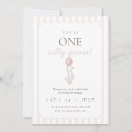 Invitación de primer cumpleaños de Pink Silly Goos