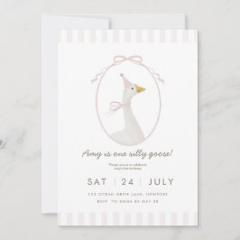 Invitación de primer cumpleaños de Pink Silly Goos