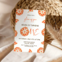 Invitación de primer cumpleaños de pizza, primer c