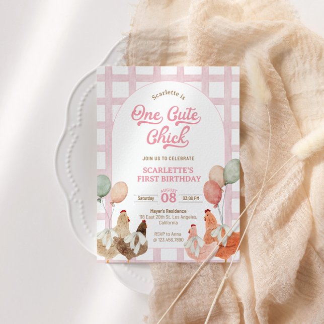 Invitación de primer cumpleaños de pollo (Subido por el creador)