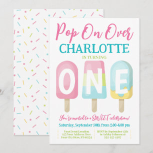 Invitación de primer cumpleaños de Popsicle, ya se