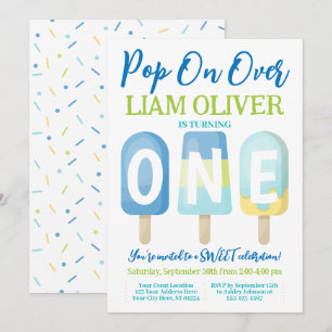 Invitación de primer cumpleaños de Popsicle, ya se