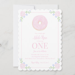 Invitación de primer cumpleaños de Preppy Donut Sw