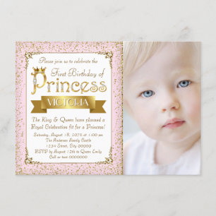 Invitación de primer cumpleaños de princesa rosa d