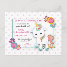 Invitación de primer cumpleaños de puntos blancos
