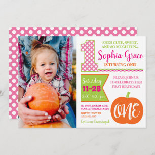 Invitación de primer cumpleaños de Pupmkin con fot