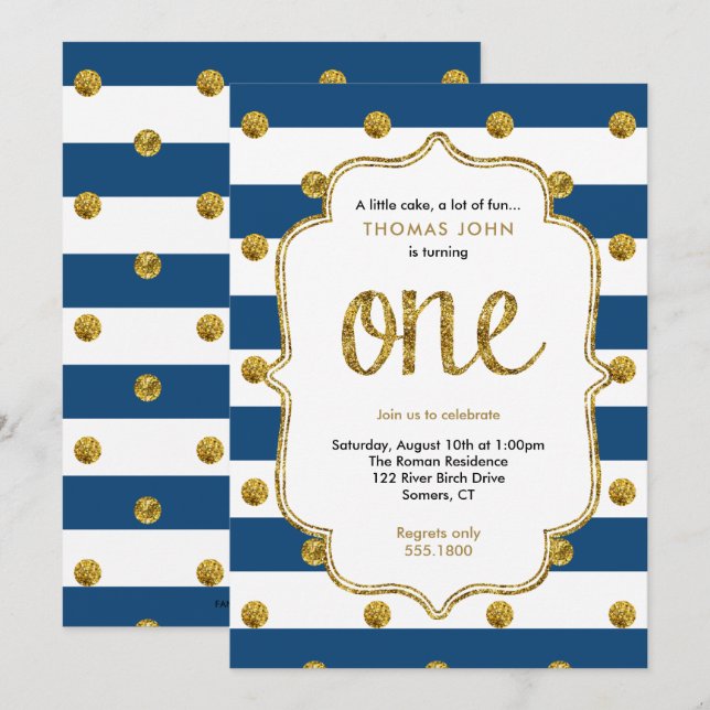 Invitación de primer cumpleaños de Purpurina de Ma (Anverso / Reverso)