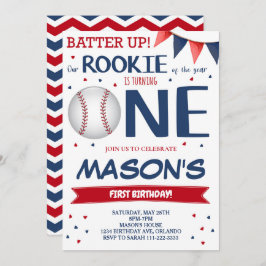 Invitación de primer cumpleaños de Rookie of the Y