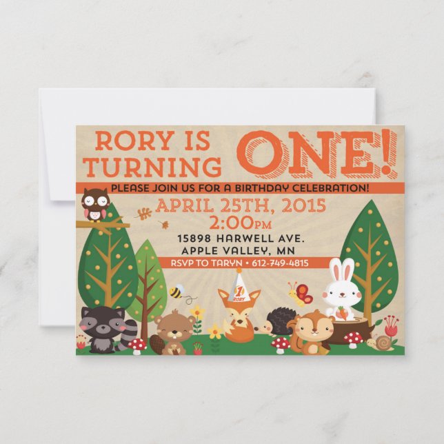 Invitación de primer cumpleaños de Rory (Reverso)