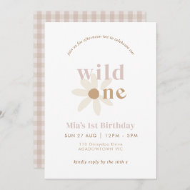 Invitación de primer cumpleaños de Rubor Boho Dais