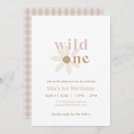 Invitación de primer cumpleaños de Rubor Boho Dais