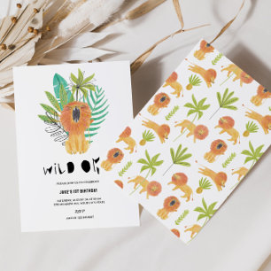 Invitación de primer cumpleaños de Safari WILD ONE
