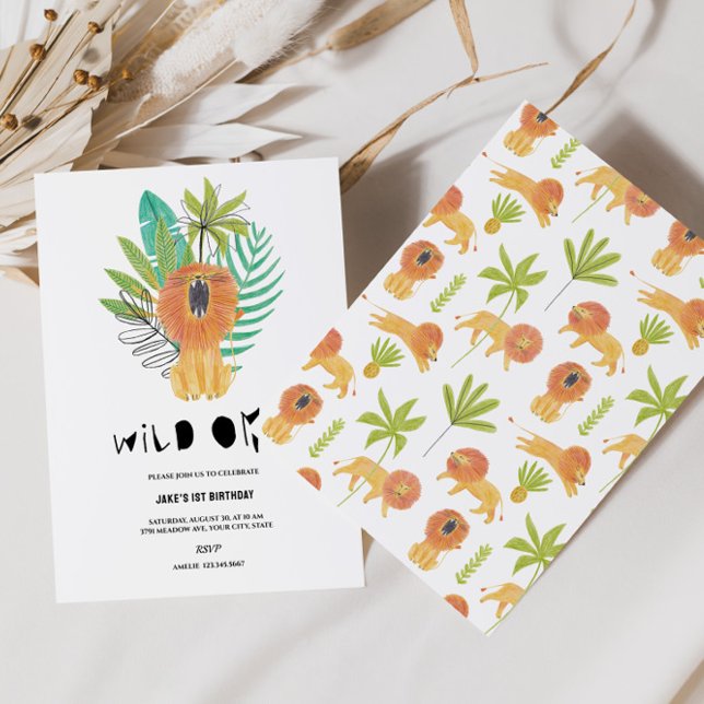 Invitación de primer cumpleaños de Safari WILD ONE (Subido por el creador)