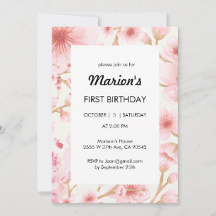Invitación de primer cumpleaños de Sakura