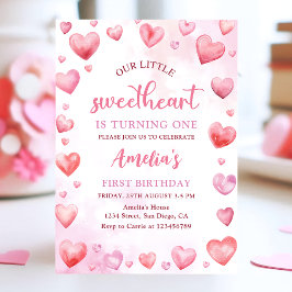 Invitación de primer cumpleaños de San Valentín ro