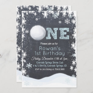 Invitación de primer cumpleaños de Snowball Winter