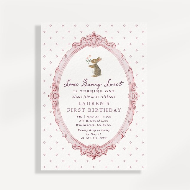 Invitación de primer cumpleaños de Some Bunny Swee (Subido por el creador)