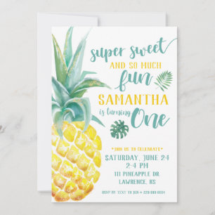 Invitación de primer cumpleaños de Super Sweet Pin