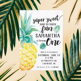 Invitación de primer cumpleaños de Super Sweet Pin