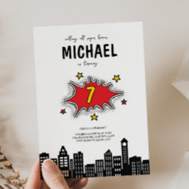 Invitación de primer cumpleaños de superhéroe diná