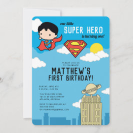 Invitación de primer cumpleaños de Superman Super
