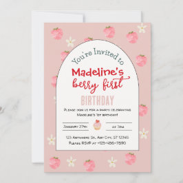 Invitación de primer cumpleaños de Sweet Berry