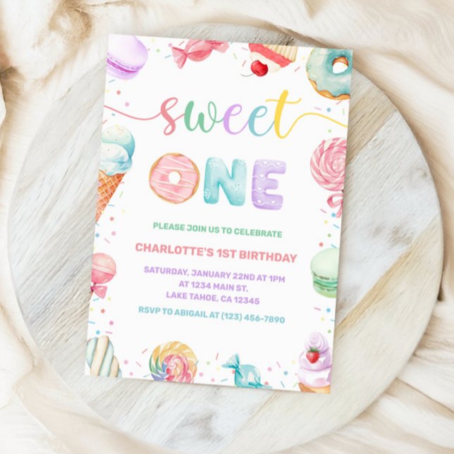 Invitación de primer cumpleaños de Sweet One (Subido por el creador)