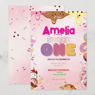 Invitación de primer cumpleaños de Sweet One Con