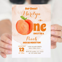 Invitación de primer cumpleaños de Sweet One Peach
