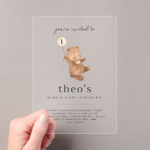 Invitación de primer cumpleaños de Teddy Bear