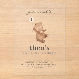 Invitación de primer cumpleaños de Teddy Bear