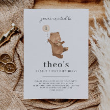 Invitación de primer cumpleaños de Teddy Bear