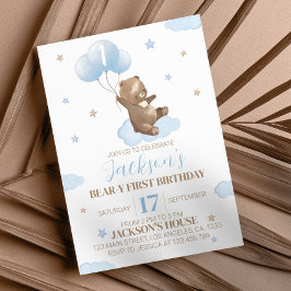 Invitación de primer cumpleaños de Teddy Bear