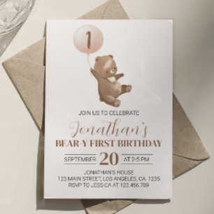 Invitación de primer cumpleaños de Teddy Bear