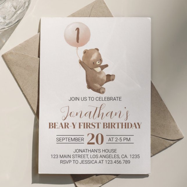 Invitación de primer cumpleaños de Teddy Bear (Subido por el creador)