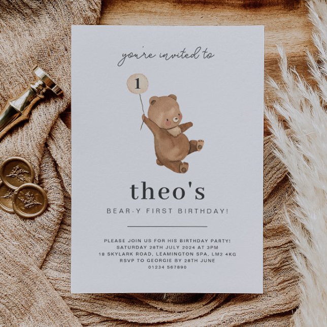 Invitación de primer cumpleaños de Teddy Bear (Teddy Bear First Birthday Invitation)