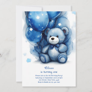 Invitación de primer cumpleaños de Teddy Bear Boy