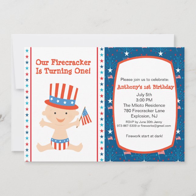 Invitación de primer cumpleaños de todos los chico (Anverso)
