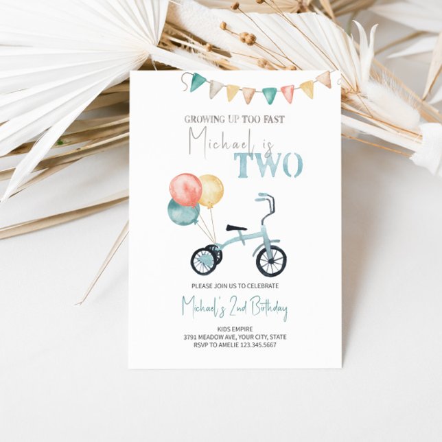 Invitación de primer cumpleaños de Trike Cute (Subido por el creador)