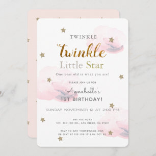 Invitación de primer cumpleaños de Twinkle Little 