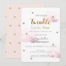 Invitación de primer cumpleaños de Twinkle Little 