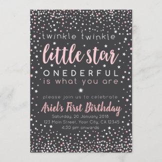 Invitación de primer cumpleaños de Twinkle Little 