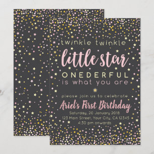 Invitación de primer cumpleaños de Twinkle Little 