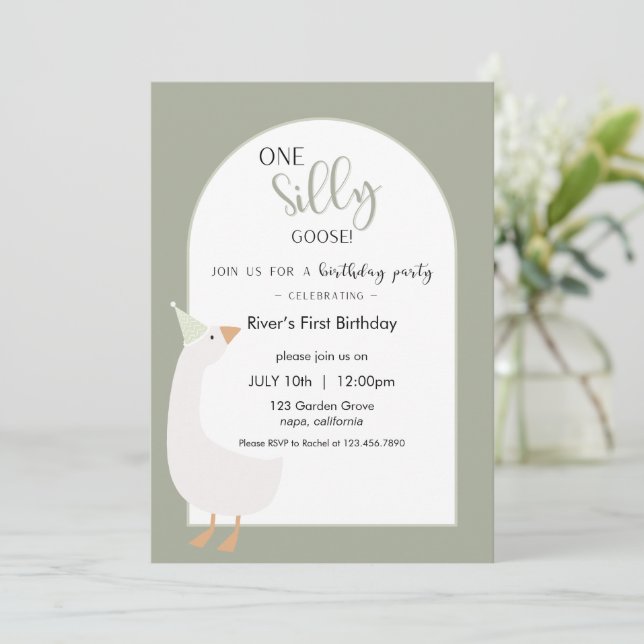 Invitación de primer cumpleaños de un bobo (Anverso de pie)
