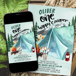 Invitación de primer cumpleaños de un Camper feliz