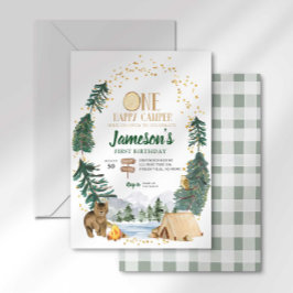 Invitación de primer cumpleaños de un Camper feliz