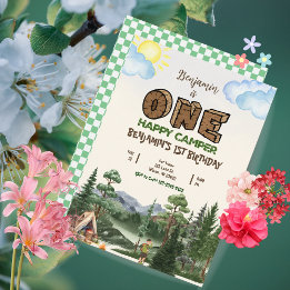 Invitación de primer cumpleaños de un Camper feliz