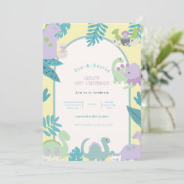 Invitación de primer cumpleaños de un dinosaurio a