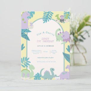 Invitación de primer cumpleaños de un dinosaurio a