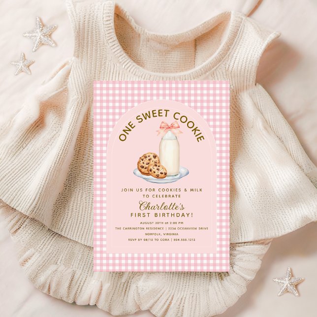 Invitación de primer cumpleaños de un dulce Chica  (One Sweet Cookie Girl Birthday Invitation with Photo )